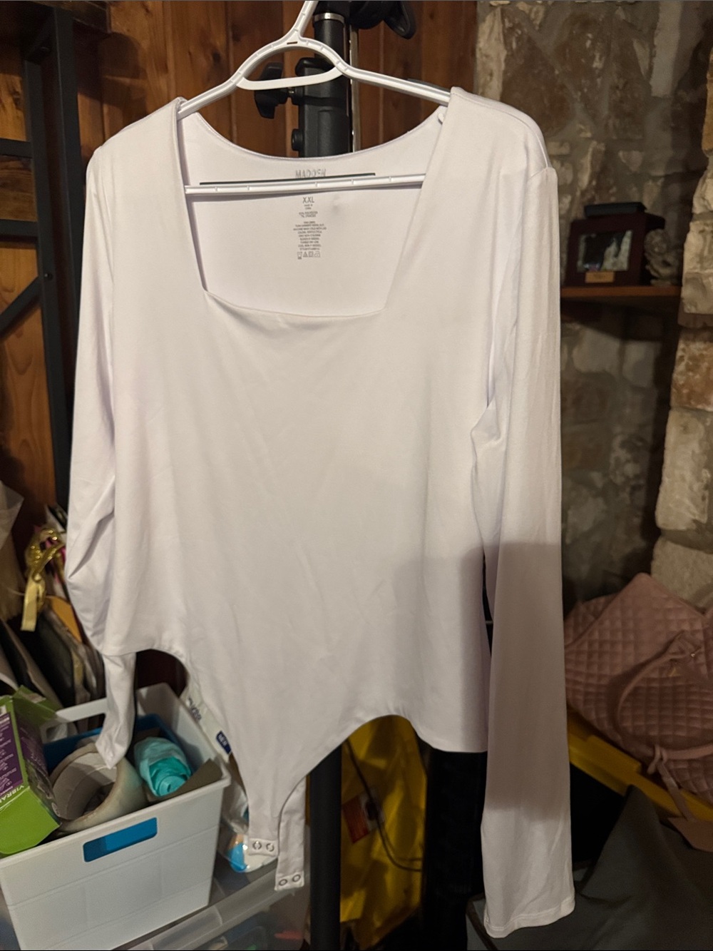 Square Neck White Long-Sleeve Bodysuit